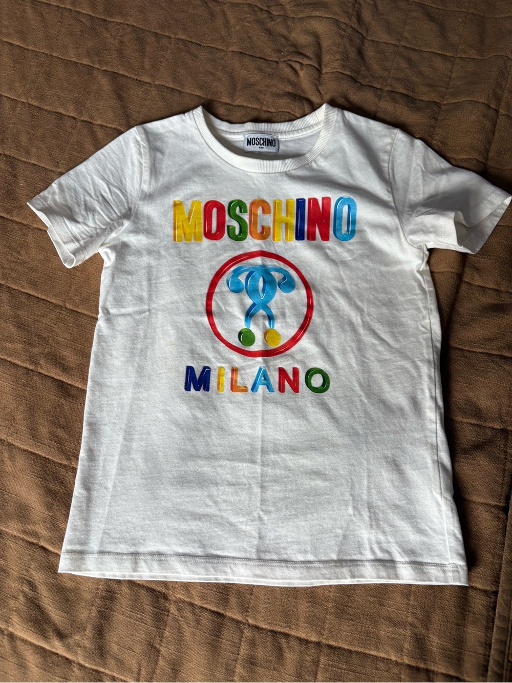 Moschino White T-Shirt with Multicolor Logo